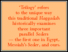 �Trilogy� refers 
to the unique way 
this traditional Haggadah
